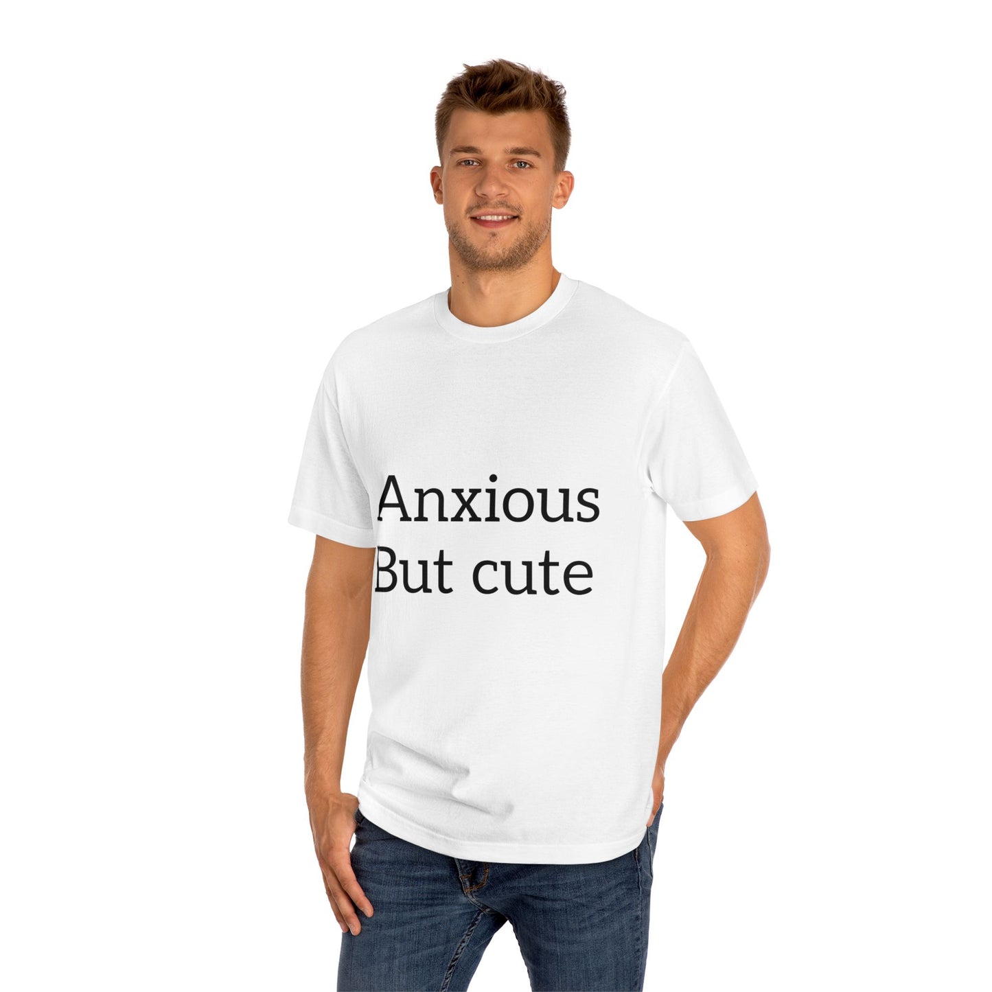 Anxious But Cute Unisex Classic Tee | Comfy T-Shirt for Introverts | Gift for Anxiety Awareness, Self-Care Apparel, Casual Wear