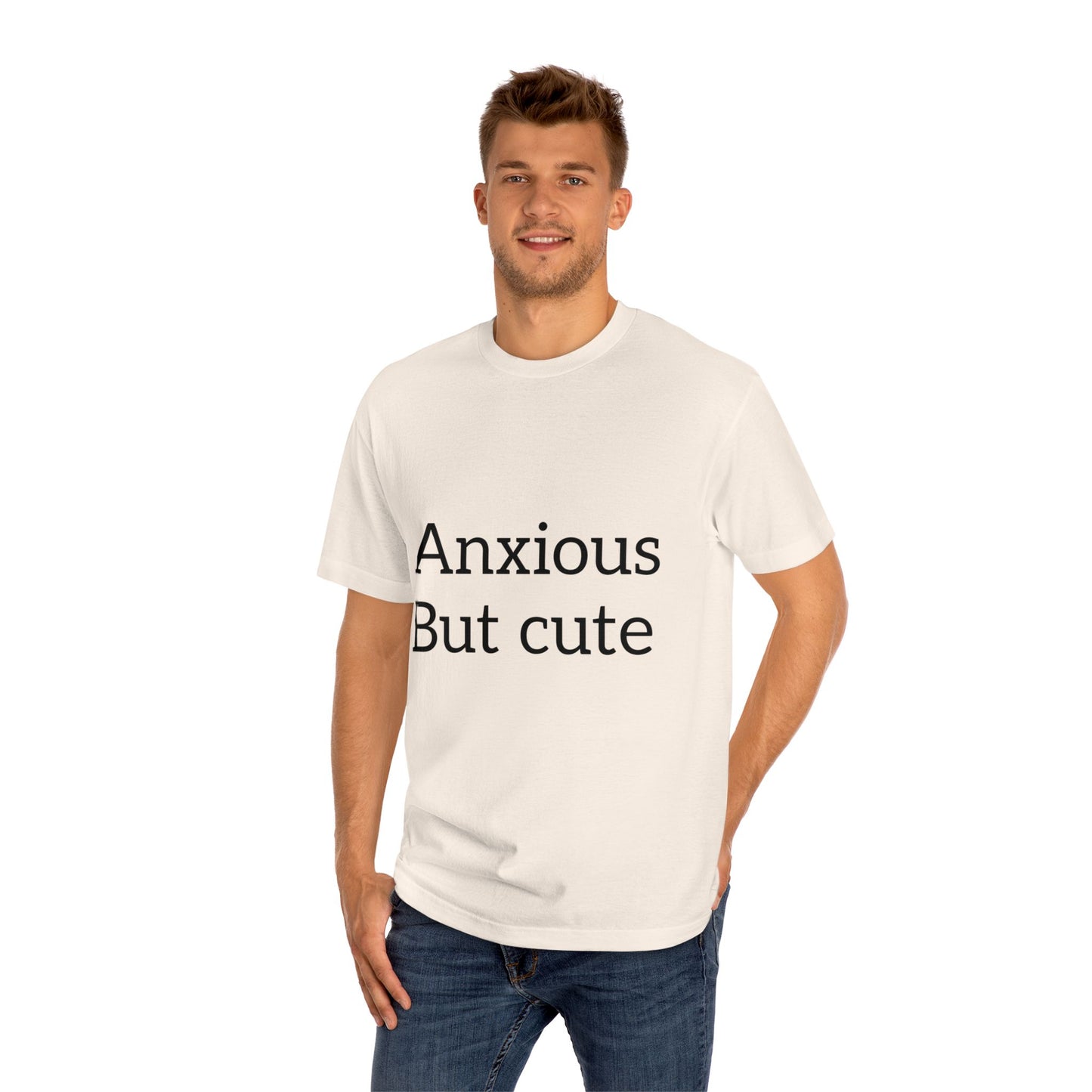 Anxious But Cute Unisex Classic Tee | Comfy T-Shirt for Introverts | Gift for Anxiety Awareness, Self-Care Apparel, Casual Wear