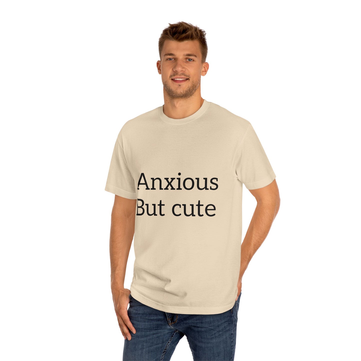 Anxious But Cute Unisex Classic Tee | Comfy T-Shirt for Introverts | Gift for Anxiety Awareness, Self-Care Apparel, Casual Wear